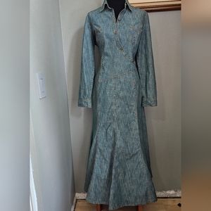 Vintage Jeanology Western Denim Long Maxi Dress Size 12
